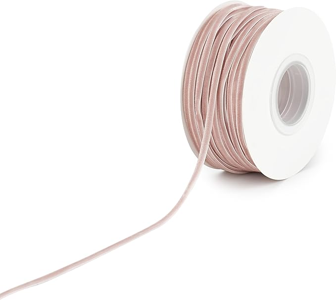MAYREEL 1/8 Inch Dusty Rose Velvet Ribbon Thin Mauve Vintage Ribbon for Wedding Invitations Gift Wrapping Party Favor Boxes 50 Yards