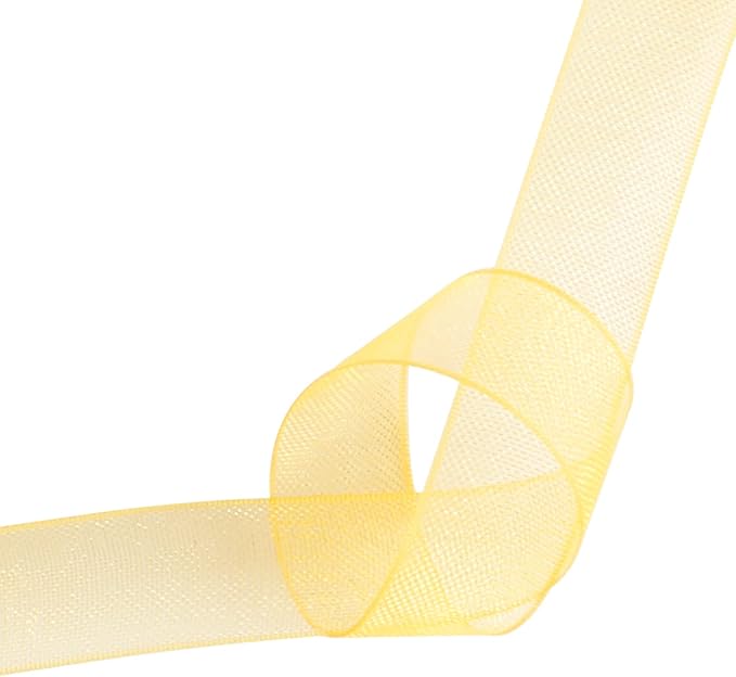 3/8 Inch Yellow Gold Shimmer Sheer Organza Ribbon Sheer Chiffon Ribbon 50 Yards-Roll Multiple Colors Available for Gift Wrapping Wedding Events Christmas Décor