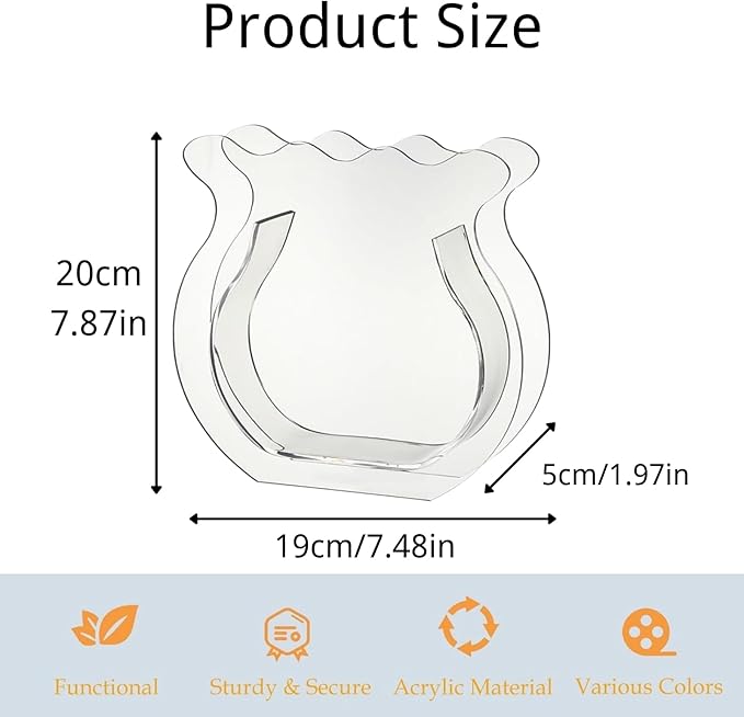 Acrylic Fish Bowl Flower Vase for Small Fish or Plant, Clear Dual-Purpose Decorative Vase for Home Office Desk, Modern Bud Design Tabletop Décor (Transparent, Regular Size)
