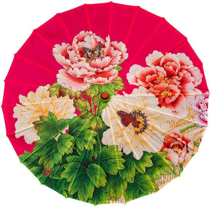 Parasol Chinese Style Classical Oil Paper Umbrella Rainproof Umbrella, Parasol Pendent Floral Mulitcolor Paper and Bamboo Painted Paper Parasol