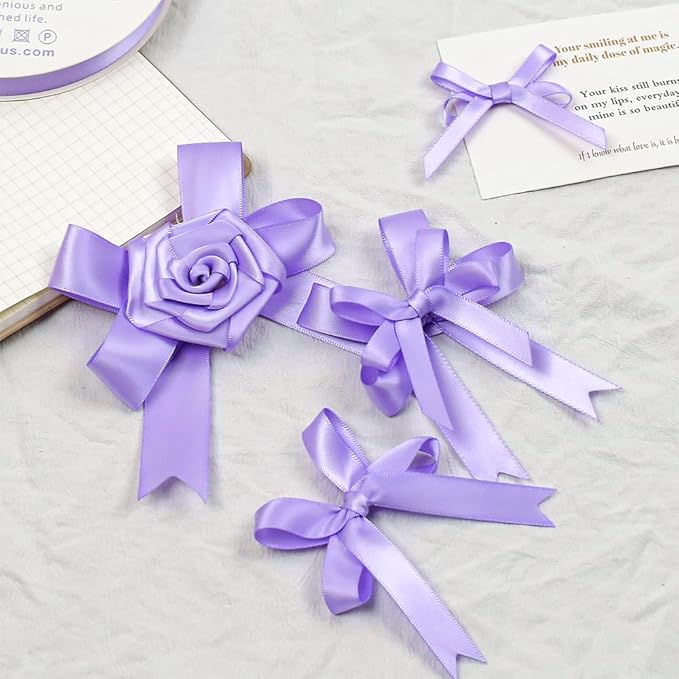 Lilac Satin Ribbon, Double Faced 5/8 Inch X 25 Yards Lilac Ribbon, Premium Satin Ribbon for Gift Wrapping, Crafts, Hair Bow Making, Sewing, Flower Bouquet, Wedding Party Decor