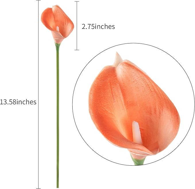 DuHouse 20Pcs Artificial Calla Lily Flower Real Touch Latex Flowers for DIY Wedding Bouquet Party Home Decor (Coral)
