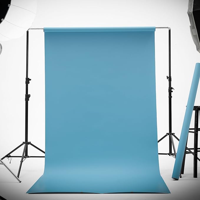 Kate Seamless Paper Backdrop for Photography Solid Blue Backdrop Paper (106.8''x32.8' Lite Blue)