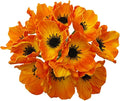 14Pcs Real Touch Anemone Poppy Bouquet for Artificial Flower Decor Kitchen Table Centerpiece Vase Home Greenery Wedding Holding Flowers Backdrop Arch Wall (Orange)
