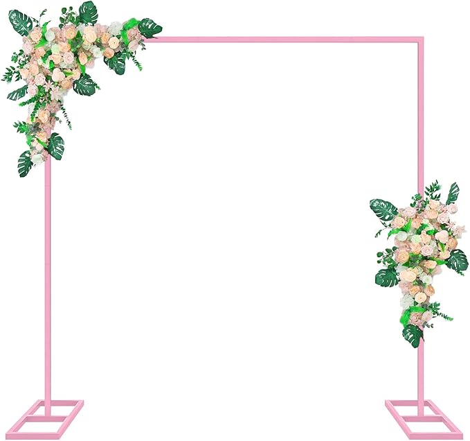 8.2FT Pink Metal Wedding Arches for Ceremony Square Balloon Arch Stand Rectangular Backdrop Stand for Anniversary Birthday Party Bridal Shower Home Indoor Outdoor Decoration