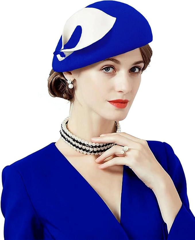 ORIDOOR Women Vintage 100% Wool Felt Flowers Bucket Cloche Bowler Hat Church Wedding Beret Hat