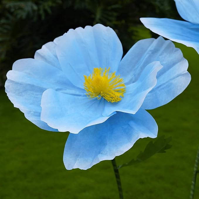 Giant Flowers for Decoration,Large Paper Flowers with Stand,Artificial Flowers for Home Decor,Wedding Background Decor,Shop Window Display,Photography Props,Banquet Party (Blue)