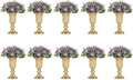 Nuptio Pcs of 10 Flowered Metal Trumpet Vase Elegant Wedding Centerpieces Vase for Party Decoration, 23.2cm/9.13" Tall Artificial Flower Arrangements for Anniversary Ceremony