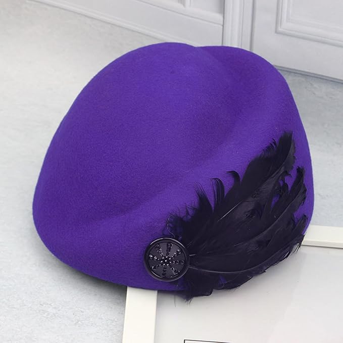 ORIDOOR Women Vintage 100% Wool Felt Flowers Bucket Cloche Bowler Hat Church Wedding Beret Hat