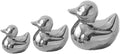 Silver Ceramic Duck Figurines，Home Decor Animal Sculptures and Statues Handmade Artware Decor,Mini Duck Sets 3 PCS
