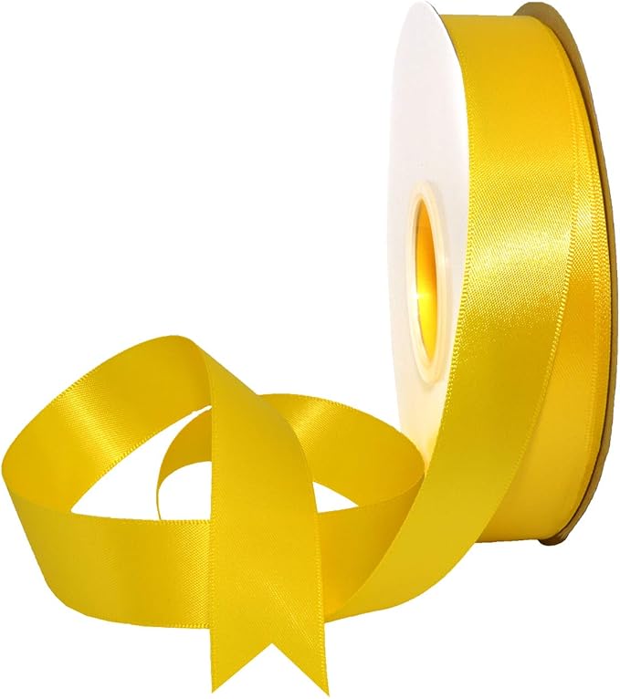 Morex Ribbon Double Face Satin Ribbon 7/8" X 50 YD Daffodil Ribbon for Gift Wrapping, Birthday Gift Cards, Satin Dress for Women, Silk Ribbons for Crafts, Wedding Gifts for Couple