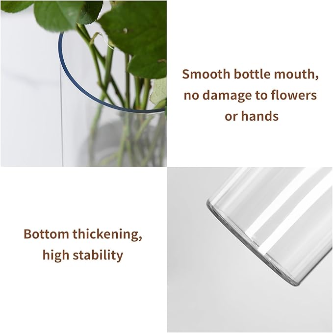 Clear Flower Vase, Non-breakable Vases, 6" W x 8" H, Acrylic Vase, Aesthetic Room Decor Cylindrical Modern Flower Vases for Table Centerpiece, Home Decor, Women Floral Arrangement Gift