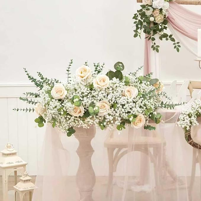 100PC Baby Breath Artificial Flowers - Babies Breath Flowers Artificial Bulk Faux Flowers Bouquet White Flores Real Touch Fake Flowers Arrangements Wedding Centerpieces Tables Decorations