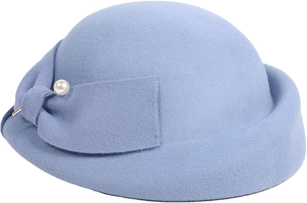 Women Wool Felt Ribbon French Fashion Vintage Millinery Beret Hats Top Cap Ladies Party Wedding Fedoras Chapeau