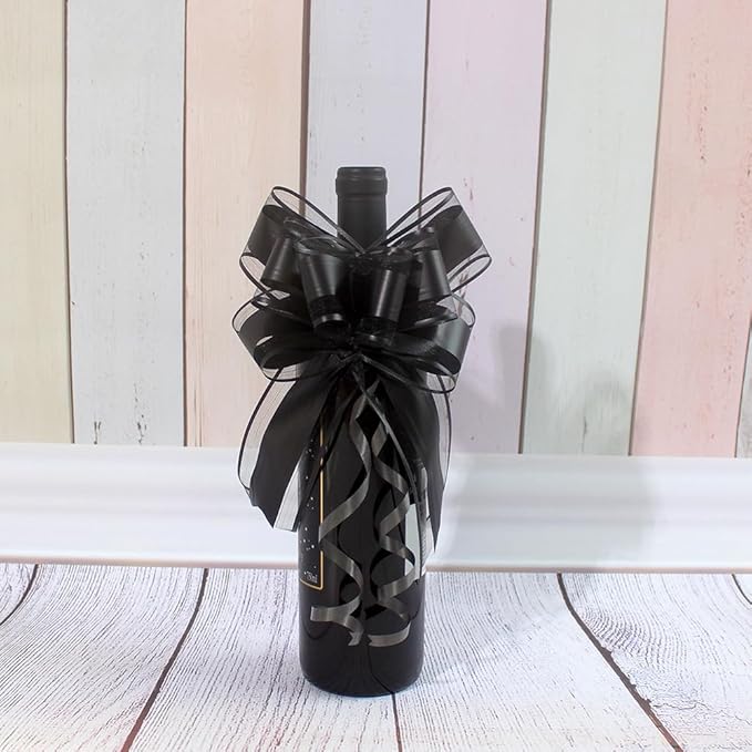 WEWILUCK Large Black Gift Bows - 15PCS Perfect bows for Gift Wrapping, Pull Bows for Man Present Decoration Birthdays Holiday and More(6 inches)