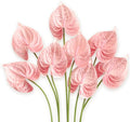 Real Touch Anthurium Artificial Flowers, 8pcs Shabby Blush Faux Pink Flowers with Stems for Tropical Wedding Bouquets, Romantic Centerpieces & Bridal Shower Party Decoration