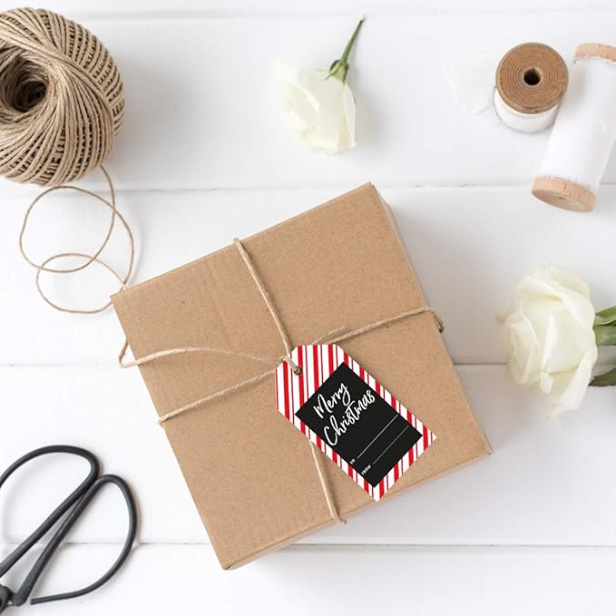 Andaz Press Christmas Holiday Season Classic Gift Tags, Merry Christmas to from and Wishing You A Happy Holiday Season, Candy Cane Striped Design, for Holiday Events, Parties, and Favors, 60-Pack