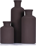 Brown Ceramic Vase Set of 3 – Small Flower Vases, Modern Farmhouse Boho Flower Vases for Home Decor, Rustic Pottery Vases for Centerpieces, Living Room, Shelf, Fireplace, Entryway Decor, Table