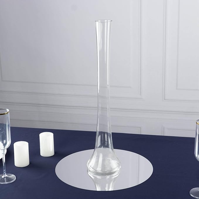 Efavormart 6 Pack Clear Heavy Duty Eiffel Tower Glass Vases with Round Base, Tall Skinny Flower Bud Vase Centerpieces - 20"