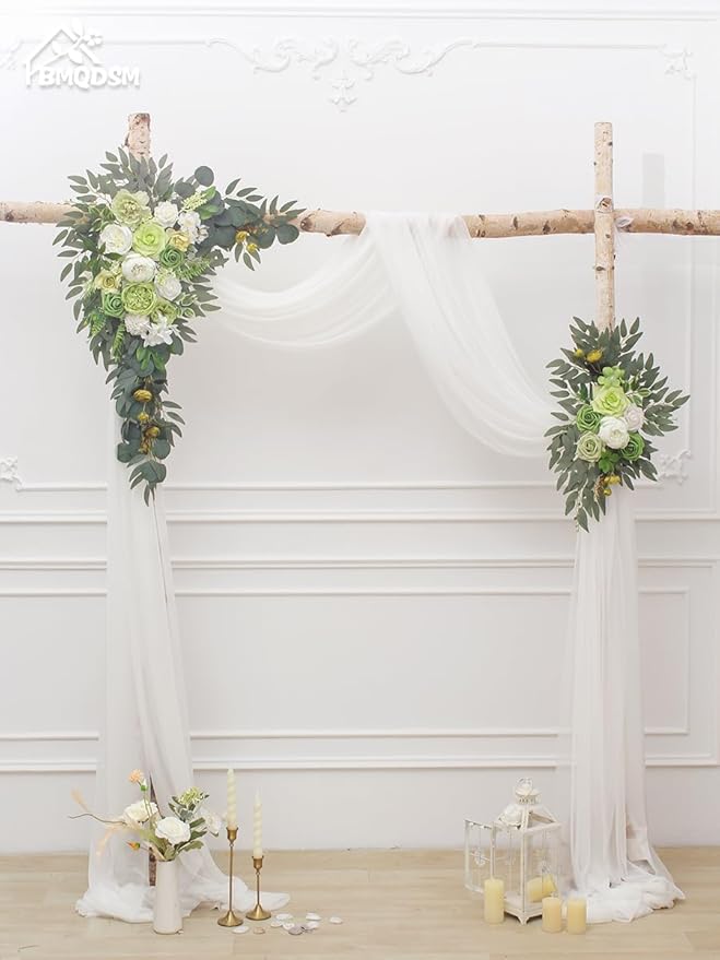 Artificial Flowers Wedding Arch Decor Arch Flowers (Set of 2) for Wedding Welcome Sign and Backdrop Decoration (Green)