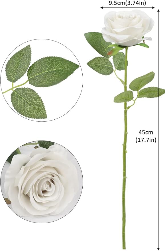 12pcs Roses Artificial Flowers Nude Silk Roses with Long Stems Fake Flowers for Wedding Bouquet Centerpices Decorations Party Bridal Baby Shower Home Decor