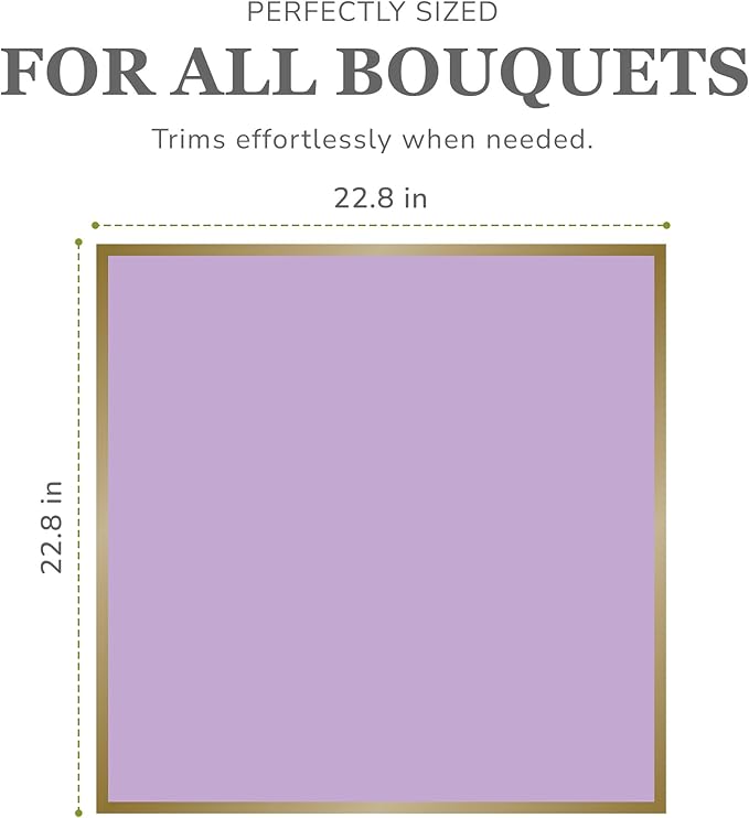 the florist Supply 20 Sheets Premium Flower Wrapping Paper | Waterproof Flower Wrapping Paper for Bouquets | Double Sided Floral Bouquet Sheets | DIY Gifts Borderline Lavender/Gold