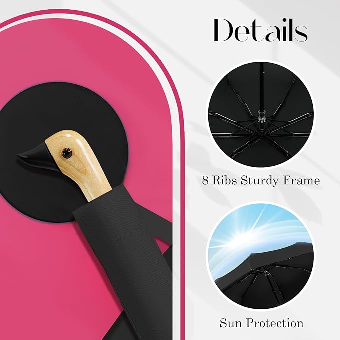 Cute Duck Handle Umbrella - Compact Travel Yellow Duck Head Umbrella for Adults and Girls