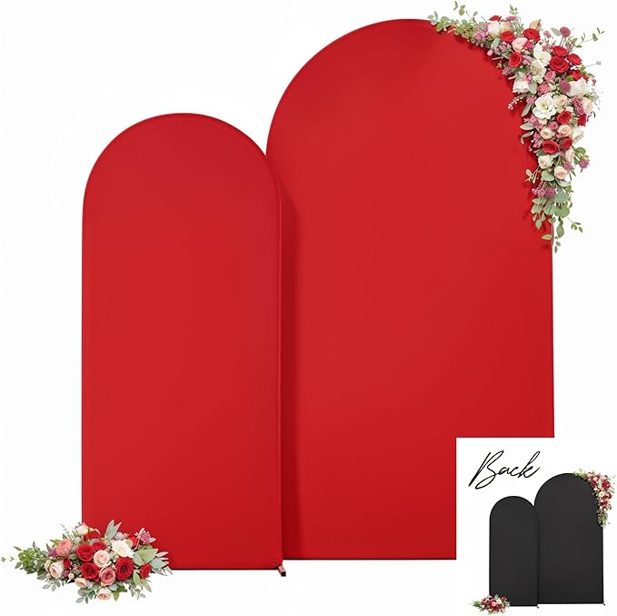 Black Red Arch Backdrop Cover Set of 2 Spandex Arch Covers 7.2 and 6ft Wedding Arch Stand Cover Bridal Baby Shower Photo Stretchy Backdrop Arch Cover Birthday Party Arch Covers