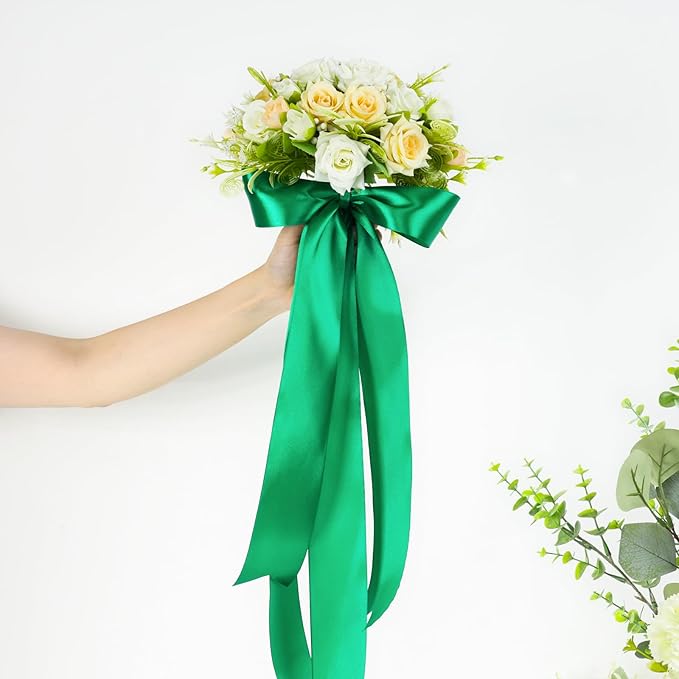 Green Ribbon 2 Inch 60 Yards, Versatile Solid Satin Ribbon for Gift Wrapping, Flower Bouquet, Wedding, Crafts, Baby Shower, Christmas, Halloween, Easter