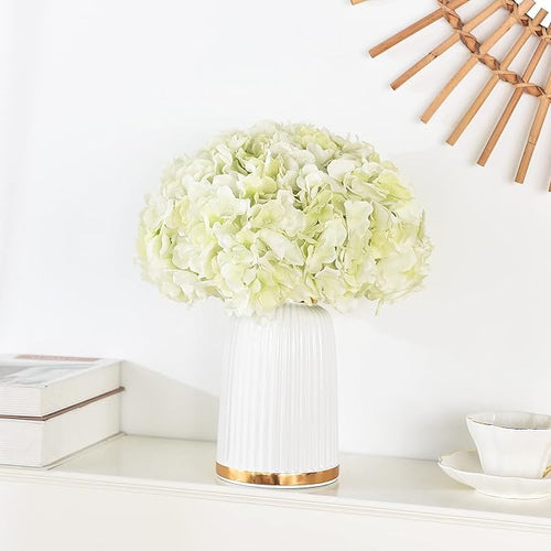 10PCS Artificial Hydrangea Flowers, Fake Hydrangea Silk Flowers Heads with Stems for Wedding Home Party Shop Baby Shower Decoration-Light Green
