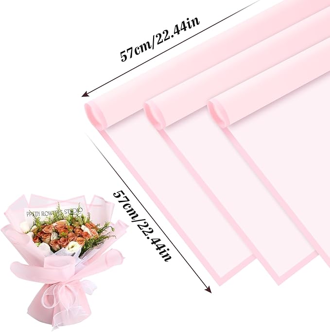 Rumvan Flower Wrapping Paper, 20 Sheets, Waterproof, Floral Bouquet Design, for Wedding, Birthday Gift, DIY Florist Supplies (Pink colour)