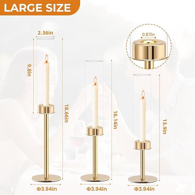 Gold Candlestick Holders Set of 6 – Tall Candle Sticks Holder Decor – Vintage Centerpiece Table Decorations – Dining Room Decor – Candle Holder Decor – Wedding Decorations – Home Decor Aesthetic Gift