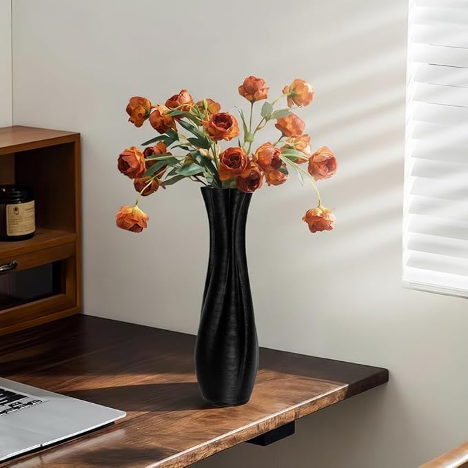Black Ceramic Decorative Vase, Nordic Modern Irregular Shape Flower Vase for Home Decor, Simple Artistic Centerpiece for Dining Table or Coffee Table