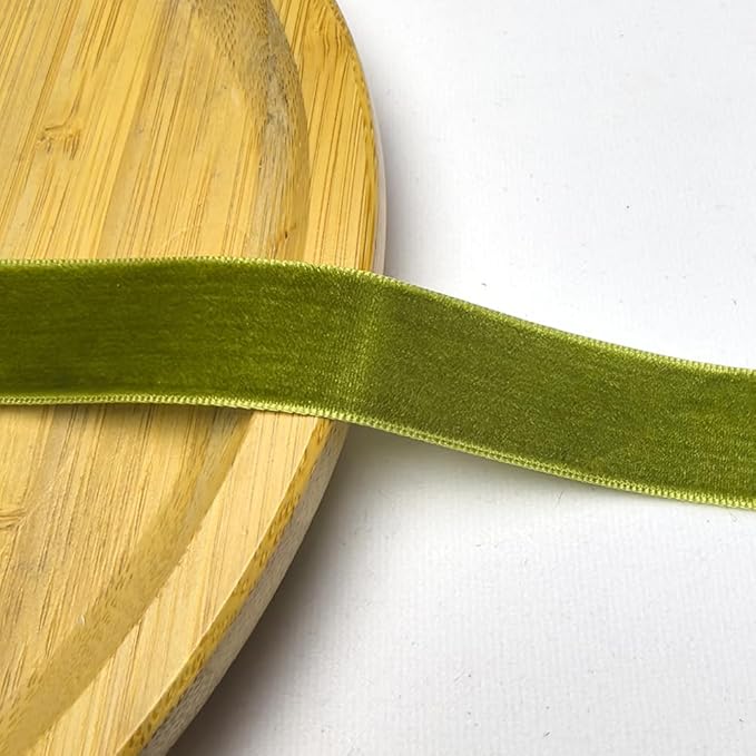Chenkou Craft 25 Yards 3/4" Velvet Ribbon Total 30 Colors Assorted Lots Bulk (Olive, 3/4"(20mm))