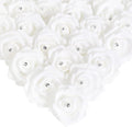 IPOPU 100PCS White Rose Artificial Flower Heads, 3in Real Looking Stemless Foam Roses Fake Flowers Bulk with Crystal for DIY Craft Wedding Bouquets Arrangements Party Home Decorations(White)