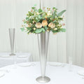 Efavormart 28" Tall Brushed Silver Metal Trumpet Flower Vase Wedding Centerpiece