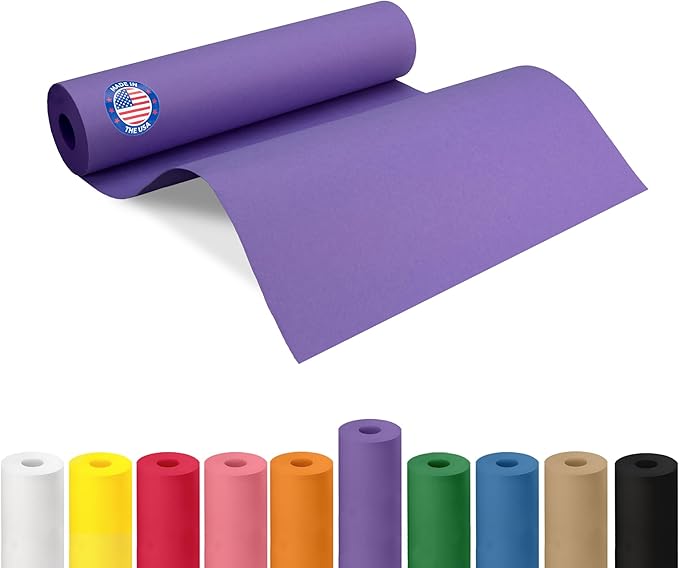 12" x 1200" (100 feet) Purple Kraft Paper Roll - USA-Made Quality Craft Paper for Gift Wrapping, Kids' Arts & Crafts, School Projects - 100% Recycled Natural Material 50lb Thickness by IDL Packaging