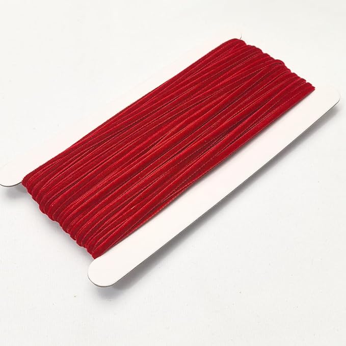Chenkou Craft Christmas Red 25 Yards 1/8" Velvet Ribbon Lots Bulk (Red, 1/8"(3mm))
