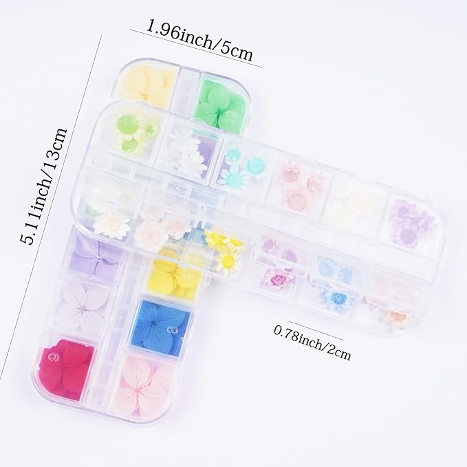96Pcs Small Dried Pressed Flowers for Crafts,Xinxinran Tiny Dry Flower Kit for Nail Art,Epoxy Resin Accessories,Bookmark,Nails, Jewelry Making,Candle,Soap,Resin Molds(2 Boxs)