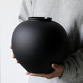 Extra Large Black Ceramic Flower vase Decorative Jar Oversize Modern Centerpiece Table Decorations,Round Shape Rustic Ceramic vases for Home Decor Dining Room(Black, 0807)