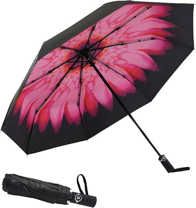 SY COMPACT Travel Umbrella - Windproof Automatic Compact Umbrella, Lightweight Waterproof Design for Backpack, Car & Purse