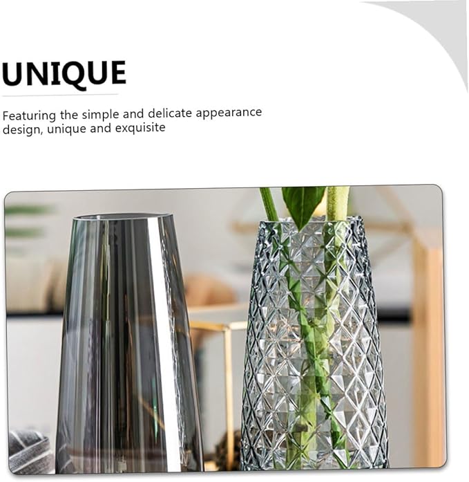 Square Glass Vase Smoky Transparent Hydroponic Plant Container for Indoor Outdoor Home Decor Simple Artistic Flower Arrangement Holder