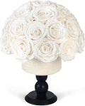 Luxury Preserved Flowers Blooms with Ceramic Base, Mushroom Shape Forever Eternal Natural Rose Gift Box for Home Table Decoration, Girlfriend Wife family Valentines Mothers Day Birthday (White)