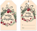 Andaz Press Christmas Holiday Season Classic Gift Tags, Merry Christmas to from Classic Favor Tags, Christmas Wreath Design, for Holiday Events, Parties, and Favors, 60-Pack
