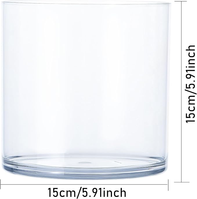 4 Pack Clear Acrylic Vase for Centerpieces 5.9x5.9 Inch Cylinder Wide Mouth Vase for Flowers, Home Decorative, Office, Wedding Party