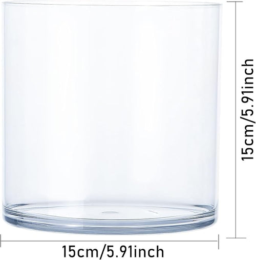 2 Pack Clear Acrylic Vase for Centerpieces 5.9x5.9 Inch Cylinder Wide Mouth Vase for Flowers, Home Decorative, Office, Wedding Party