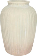 Oakrain 15" Tall Rustic Vase, Decorative Flower Vase for Table with Gradient Design, Large Floor Planter for Indoor Plants, Home Decor, Living Room, Entryway, Beige