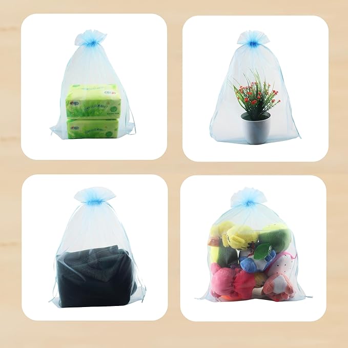 QIANHAILIZZ 50 Pack 12 x 16 Inch Drawstring Jewelry Gift Organza Bags Plant Covers Plants Protection Bag D5B (A-BABY)