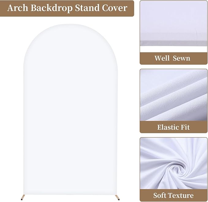 Metal Arch Backdrop Stand and Cover Set, 8FT, 7.2FT Party Backdrop, Easy to Assemble, Backdrop Stand for Parties, Birthday, Baby Shower