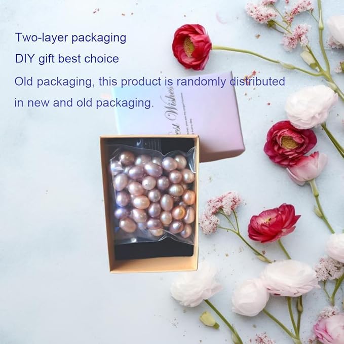 50 Pcs Natural Pearl Beads for Jewelry Making AAA 8-9 mm No Holes Natural Genuine Real Freshwater Cultured Pearl Oval Pearls Beads Loose Gemstone Bead Crafts Gift for Women,DIY Gifts.